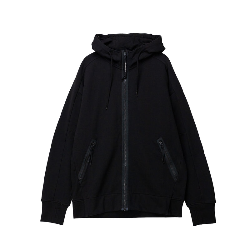 Black hoodie with a zipper on a white background