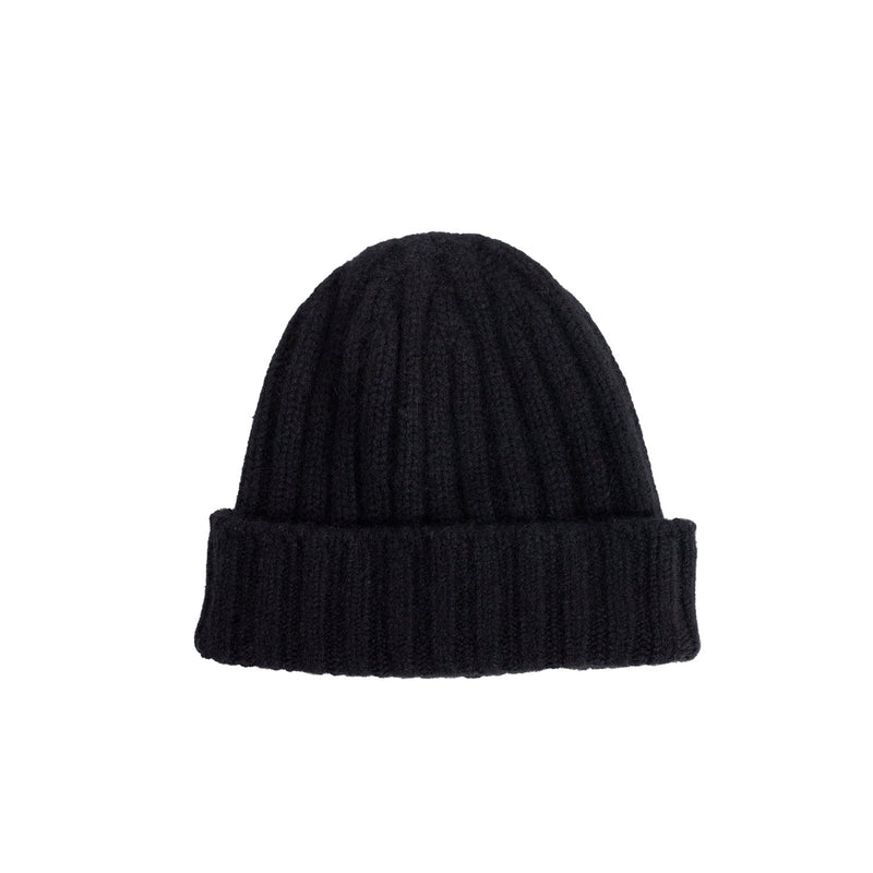 câbleami CASHMERE RIB WATCH HAT, Black