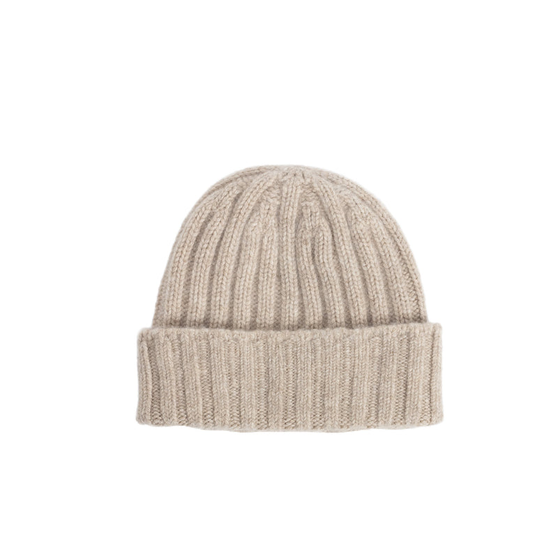 câbleami CASHMERE RIB WATCH HAT, Light Beige