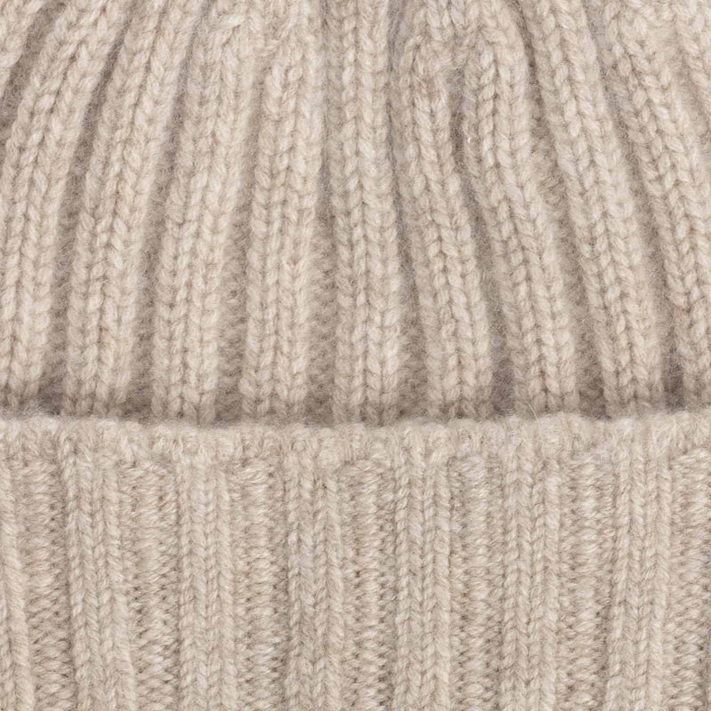 câbleami CASHMERE RIB WATCH HAT, Light Beige