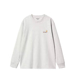 Carhartt WIP L/S AMERICAN SCRIPT T-SHIRT, Ash Heather
