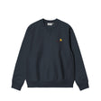 Navy blue sweatshirt with a logo on a white background