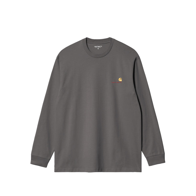 Carhartt WIP L/S AMERICAN SCRIPT T-SHIRT, Graphite