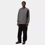 Carhartt WIP L/S AMERICAN SCRIPT T-SHIRT, Graphite