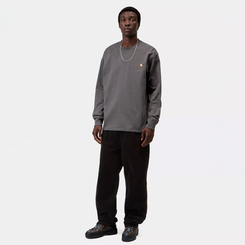 Carhartt WIP L/S AMERICAN SCRIPT T-SHIRT, Graphite