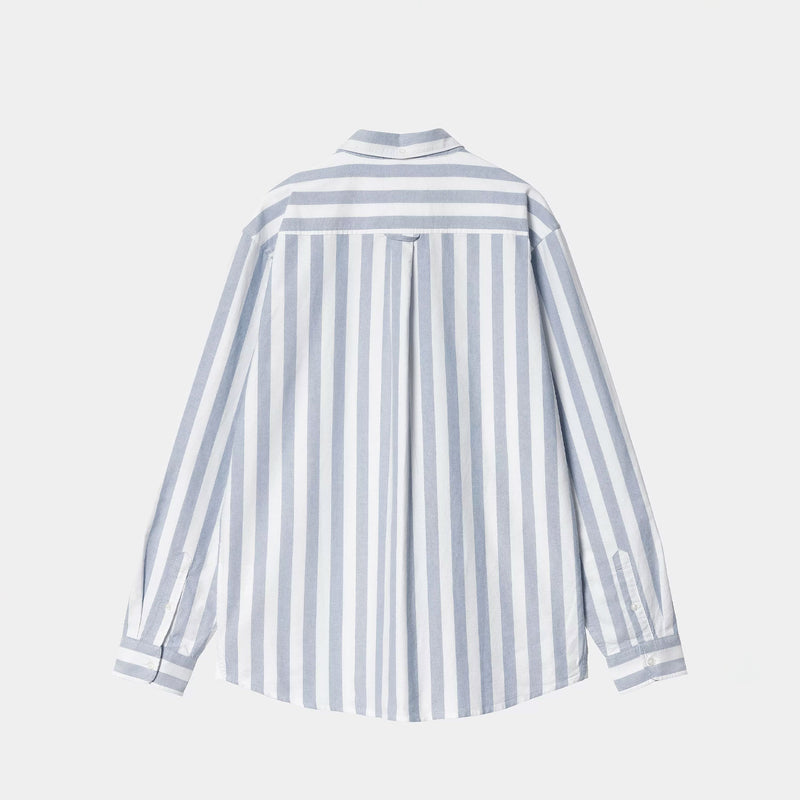 Carhartt WIP L/S DILLION SHIRT DILLION STRIPE, Bleach/White