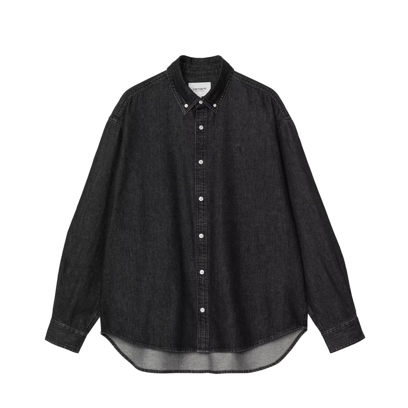 Carhartt WIP L/S LUCAS SHIRT, Black Stone Washed