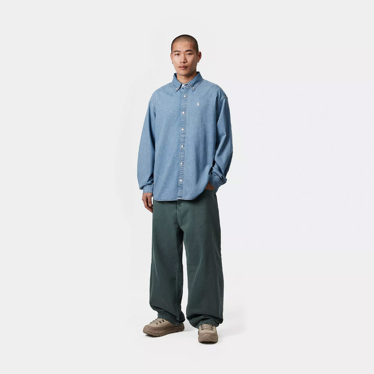 Carhartt WIP L/S LUCAS SHIRT, Blue Bleached