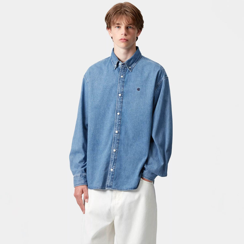Carhartt WIP L/S LUCAS SHIRT, Blue Stone Washed