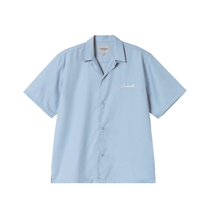 Carhartt WIP S/S DELRAY SHIRT, Frosted Blue/White