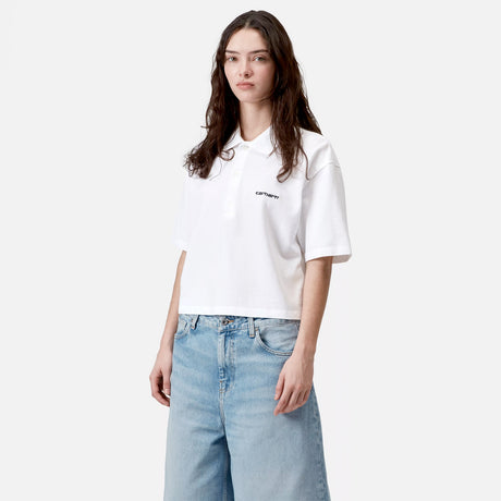 Carhartt WIP W' S/S CARHARTT SCRIPT POLO T-SHIRT, White