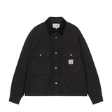 Black jacket with white buttons on a white background