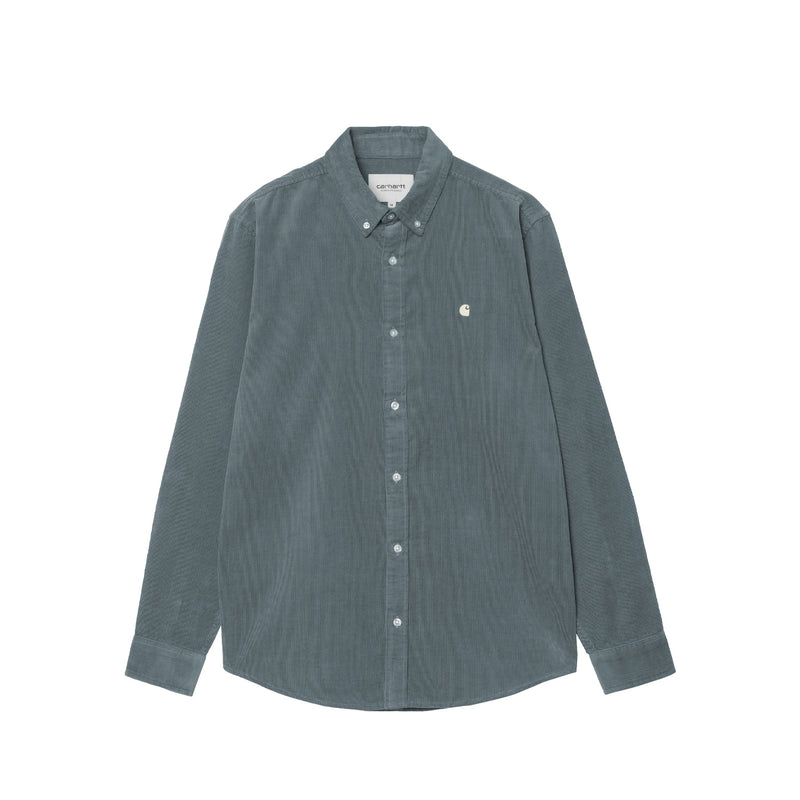 Carhatt WIP L/S MADISON FINE CORD SHIRT, Cozy Blue/Wax