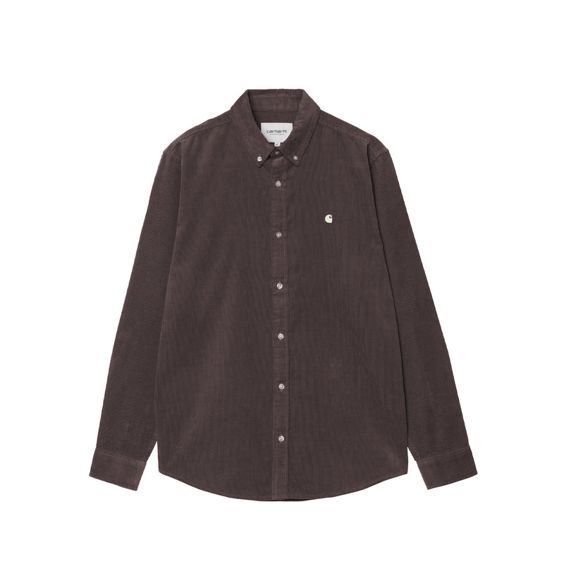 Carhatt WIP L/S MADISON FINE CORD SHIRT, Shale/Wax