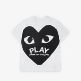 Comme des Garçons PLAY BLACK EMBLEM HEART T-SHIRT, White