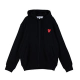 Comme des Garçons PLAY  DOUBLE HEART HOODED SWEATSHIRT ZIP, Black