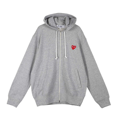 Comme des Garçons PLAY HOODED SWEATSHIRT WITH ZIP, Grey - Image 1