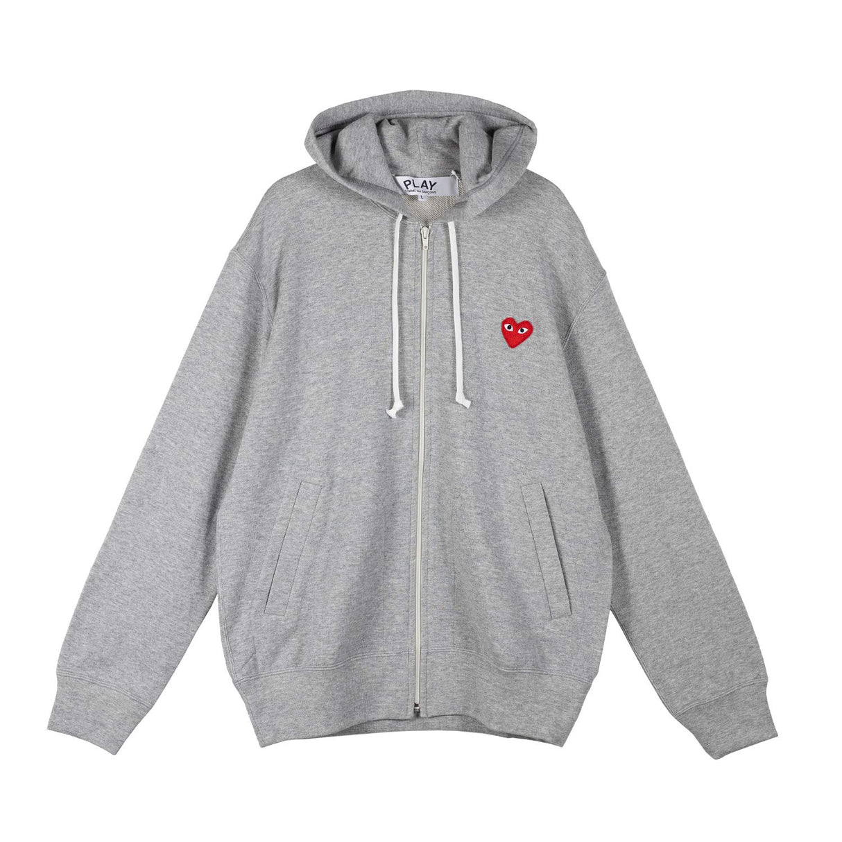 Comme des Garçons PLAY HOODED SWEATSHIRT WITH ZIP, Grey
