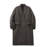 Coor CLASSY HERRINGBONE TWILL HEAVY COAT, Melange Brown