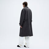 Coor CLASSY HERRINGBONE TWILL HEAVY COAT, Melange Brown