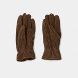 Coor GOATSKIN PLEATED WASHED GLOVES, Dark Brown