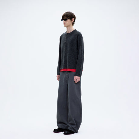 Coor MOLESKIN HIGH WAIST CURVE PANTS, Washed Charcoal