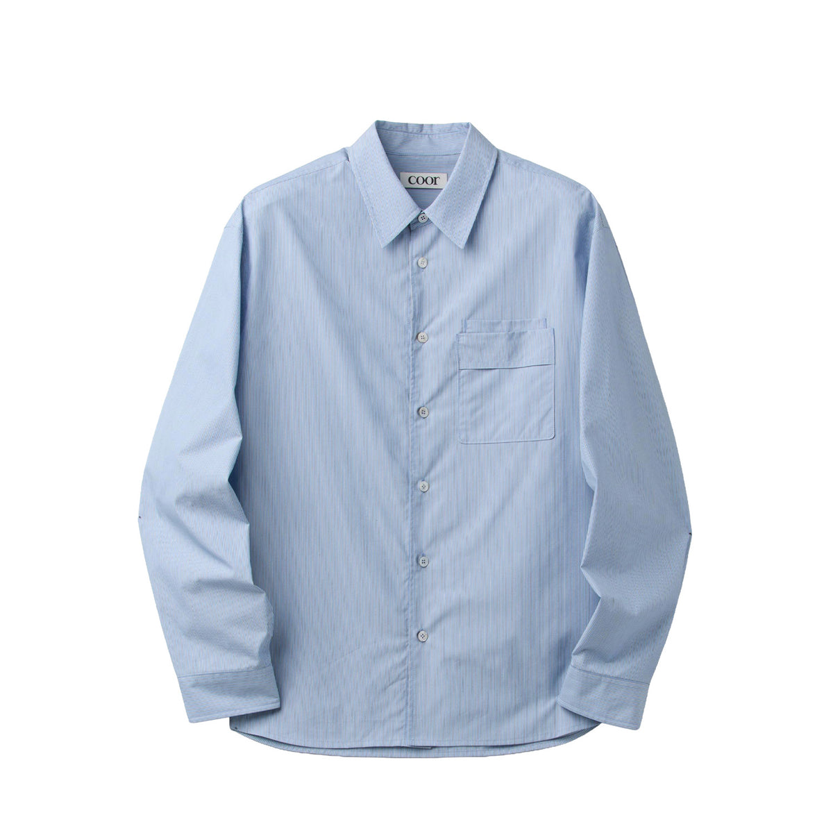 Coor PIN STRIPE POINTED SHIRT, Sky Blue