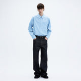 Coor PIN STRIPE POINTED SHIRT, Sky Blue