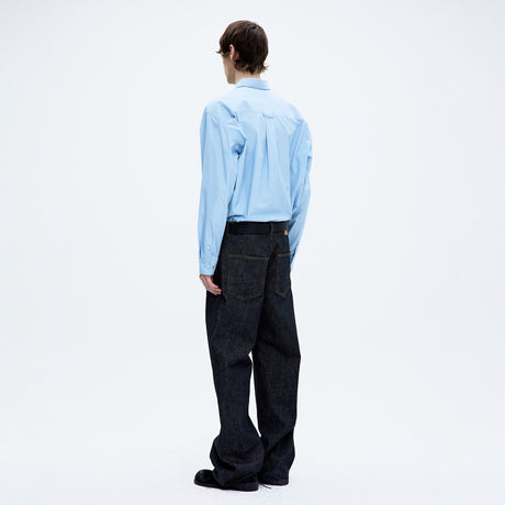 Coor PIN STRIPE POINTED SHIRT, Sky Blue