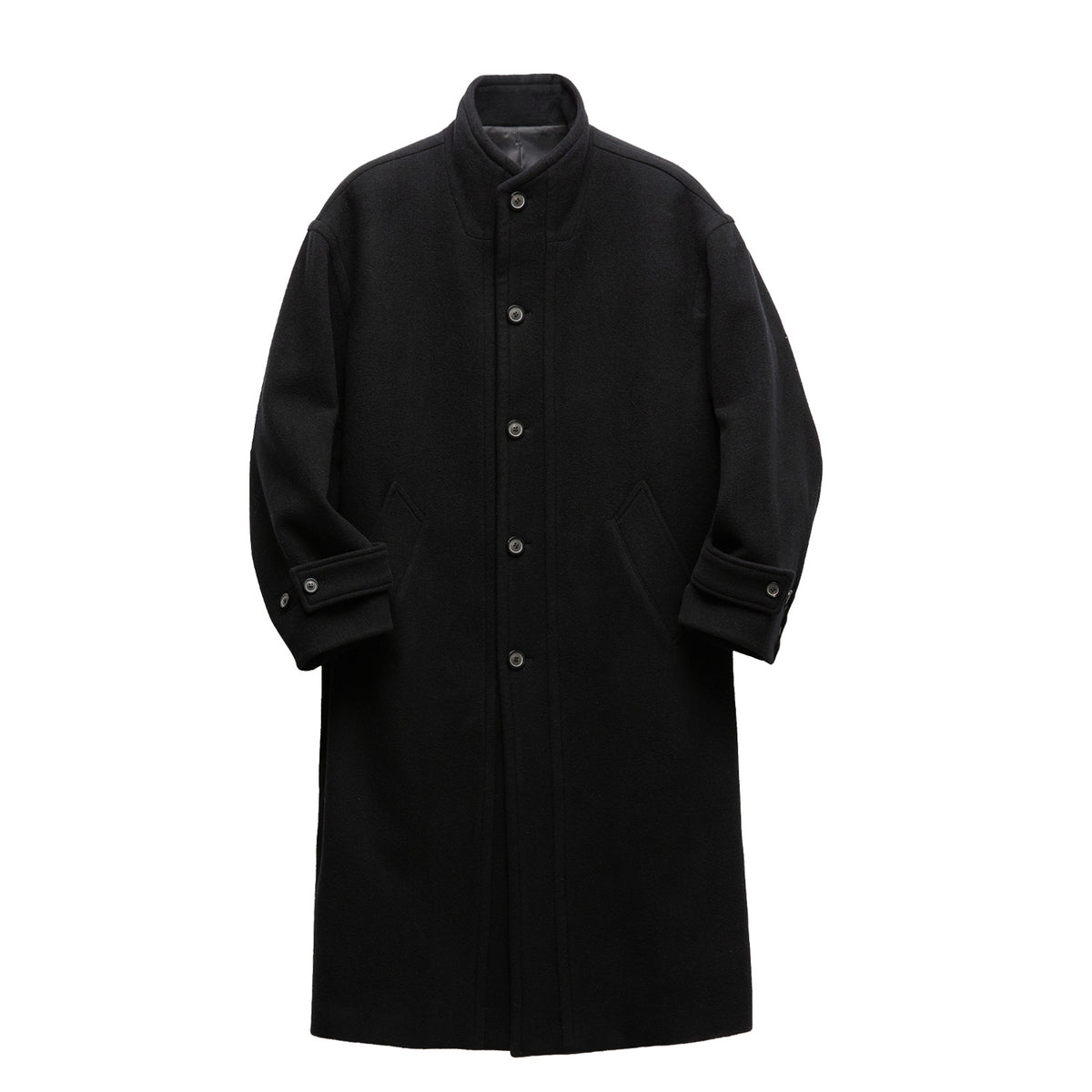 Coor VIRGIN WOOL HIGH-NECK COAT, Black