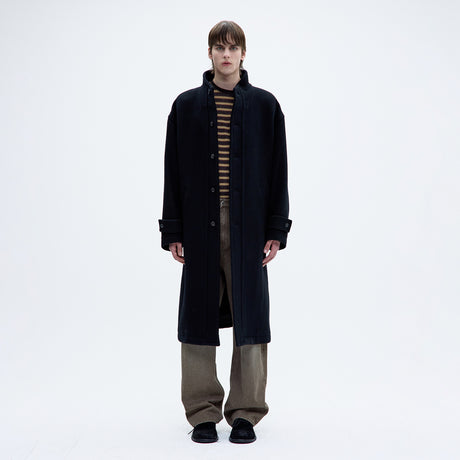 Coor VIRGIN WOOL HIGH-NECK COAT, Black