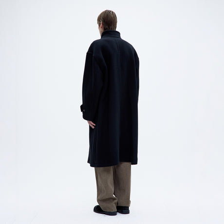 Coor VIRGIN WOOL HIGH-NECK COAT, Black