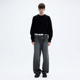 Coor WOOL CROPPED CREWNECK SWEATER, Black