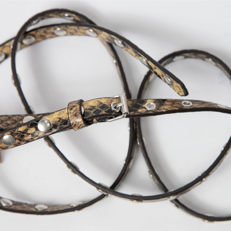 Dries Van Noten STUDDED LEATHER BELT, Beige