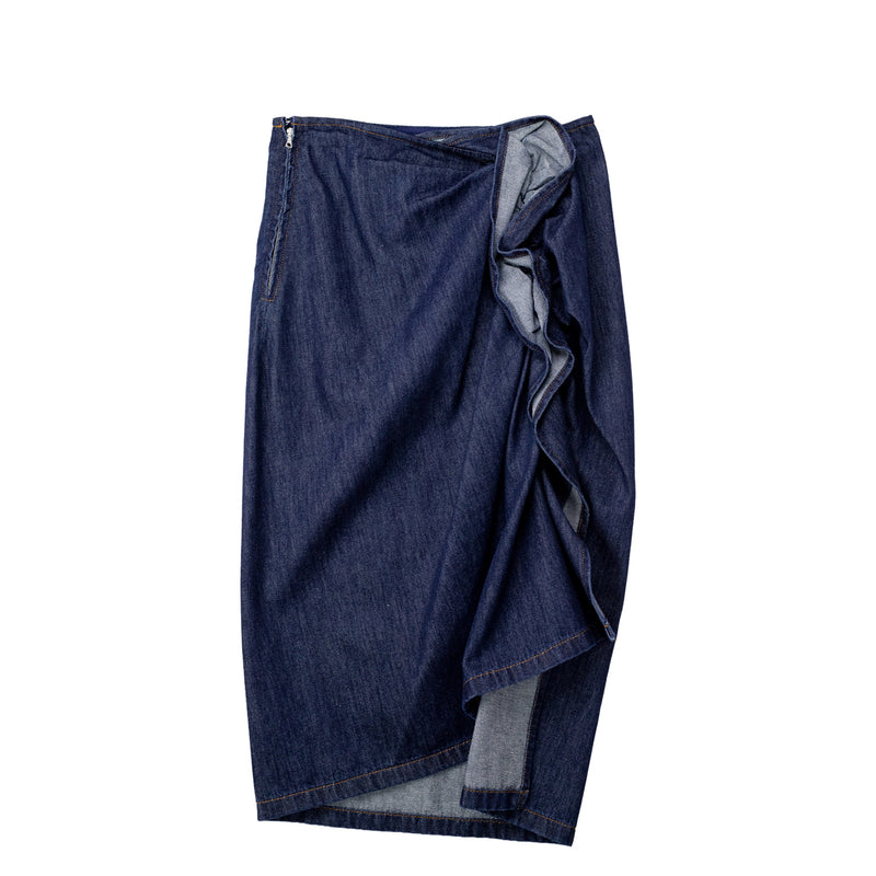 Dries Van Noten DRAPED DENIM SKIRT, Indigo