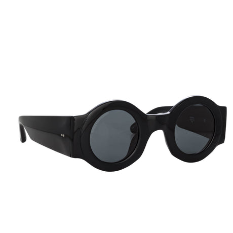 Linda Farrow X Dries Van Noten ROUND SUNGLASSES, Black