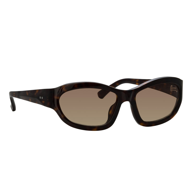 Linda Farrow X Dries Van Noten WRAP SUNGLASSES, Dark Tortoiseshell