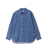 Blue denim shirt on a white background