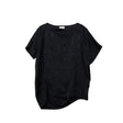 Asymmetrical black t-shirt on a white background
