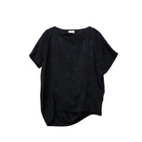 Asymmetrical black t-shirt on a white background