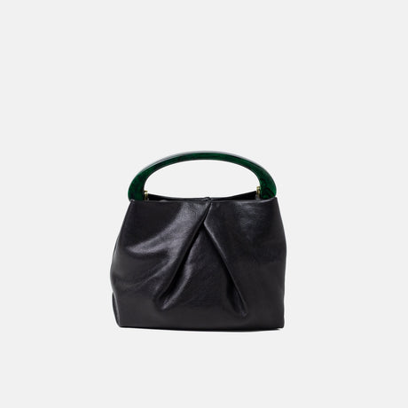 Dries Van Noten BW261-CRISP709-116 SMALL PLEATED LEATHER BAG, Black