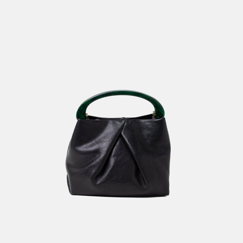 Dries Van Noten BW261-CRISP709-116 SMALL PLEATED LEATHER BAG, Black