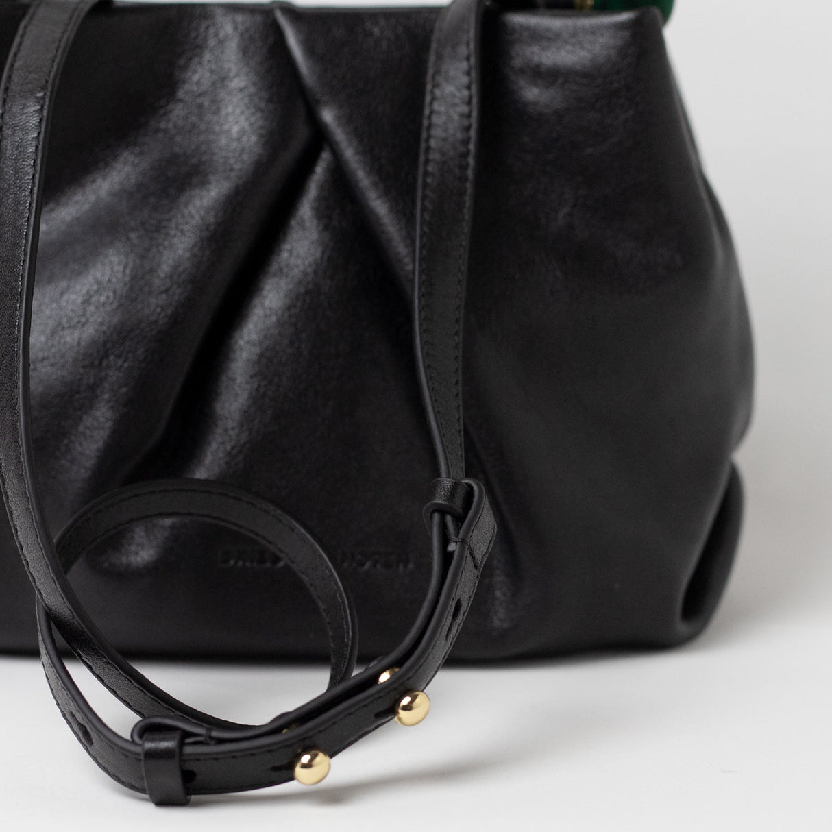 Dries Van Noten BW261-CRISP709-116 SMALL PLEATED LEATHER BAG, Black
