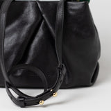 Dries Van Noten BW261-CRISP709-116 SMALL PLEATED LEATHER BAG, Black