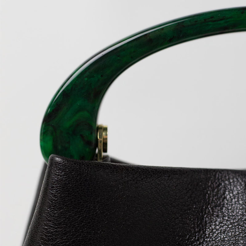 Dries Van Noten BW261-CRISP709-116 SMALL PLEATED LEATHER BAG, Black