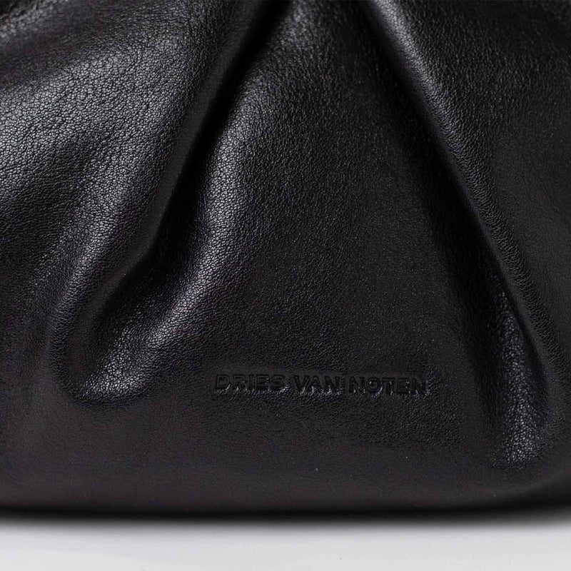 Dries Van Noten BW261-CRISP709-116 SMALL PLEATED LEATHER BAG, Black