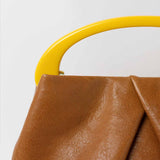 Dries Van Noten BW261-CRISP709-116 SMALL PLEATED LEATHER BAG, Tan