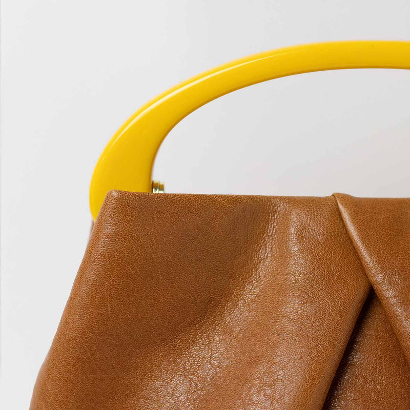 Dries Van Noten BW261-CRISP709-116 SMALL PLEATED LEATHER BAG, Tan
