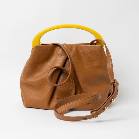 Dries Van Noten BW261-CRISP709-116 SMALL PLEATED LEATHER BAG, Tan