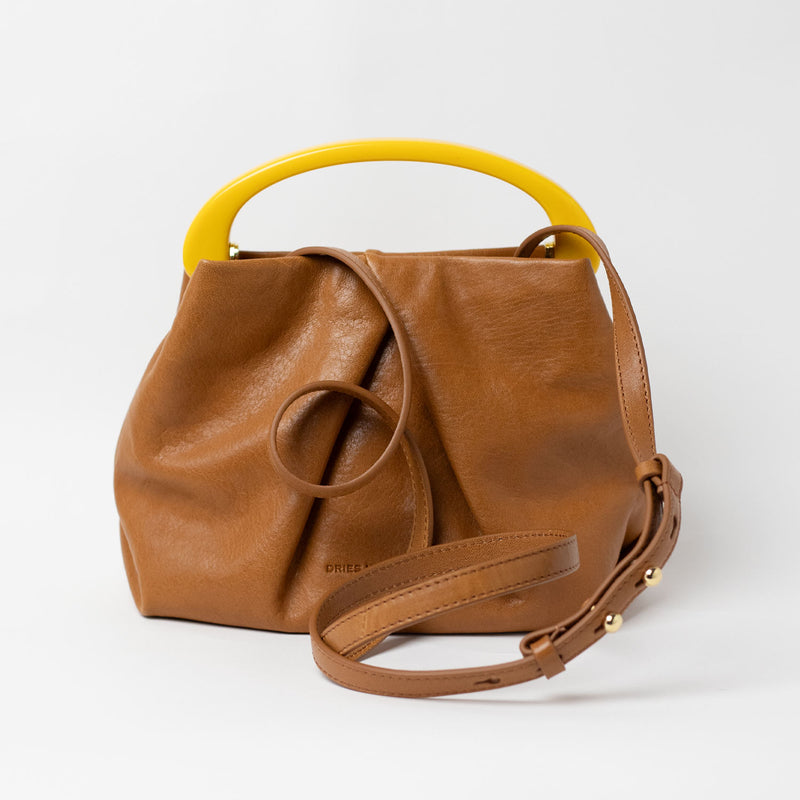 Dries Van Noten BW261-CRISP709-116 SMALL PLEATED LEATHER BAG, Tan